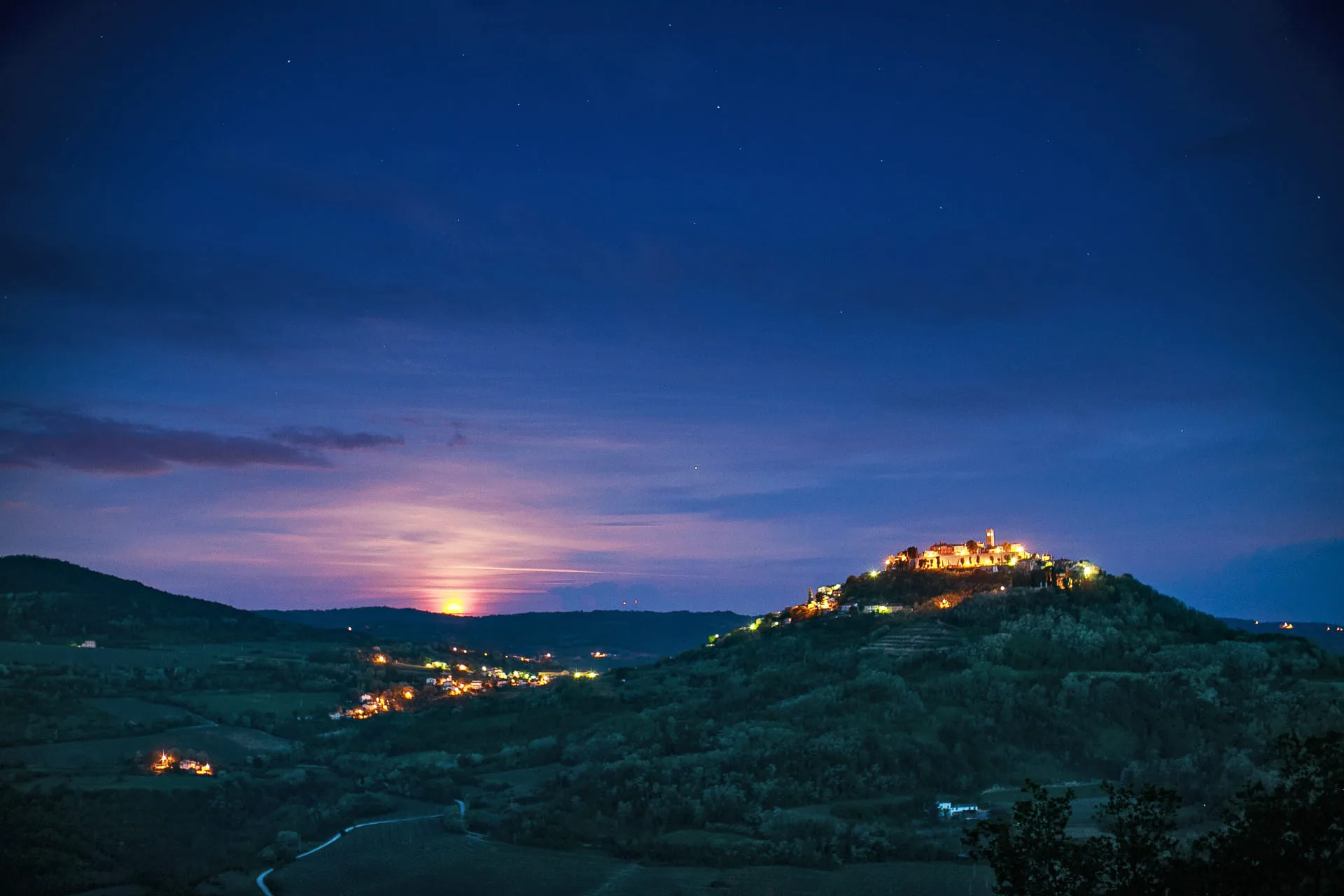 image of the Motovun city at night