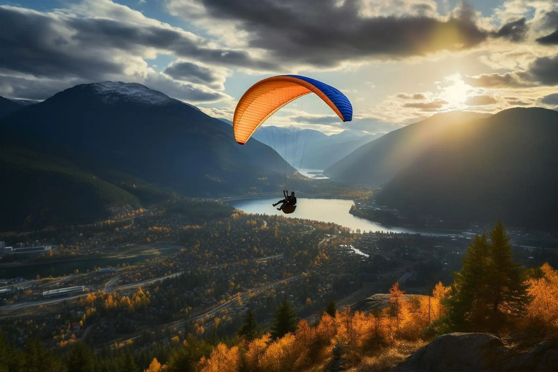 paragliding through the mountains