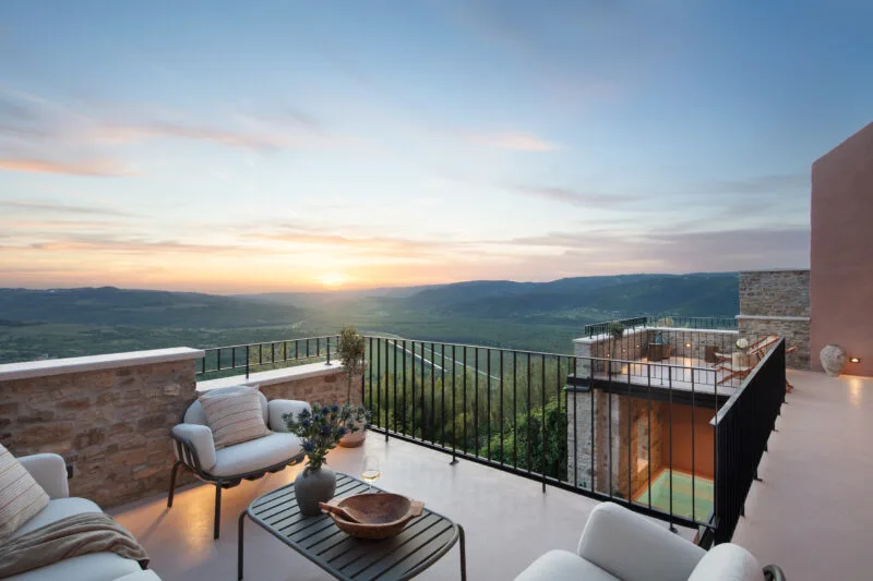 scenic look of the Motovun valley from the terrace of Villa Motovun